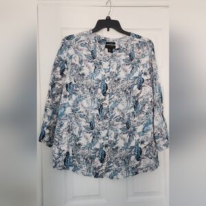 Tahari Blue and White Floral Tunic